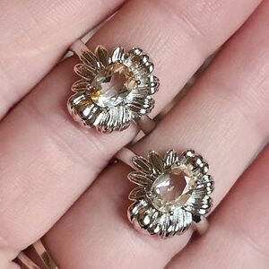 Citrine Floral Sunshine Ring. Adjustable Crystal Jewlery